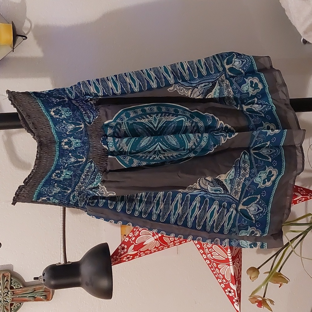 Long, flowy strapless tube top with beautiful pattern or could be a short dress